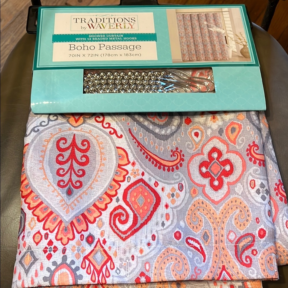 Waverly Boho Passage Curtain with Red and Orange Accents